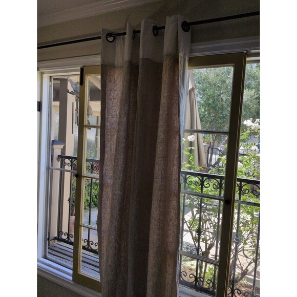 POTTERY BARN Classic Belgian Flax Linen Curtain Panel Tan Grommet 1  50 x  84 - Picture 7 of 10
